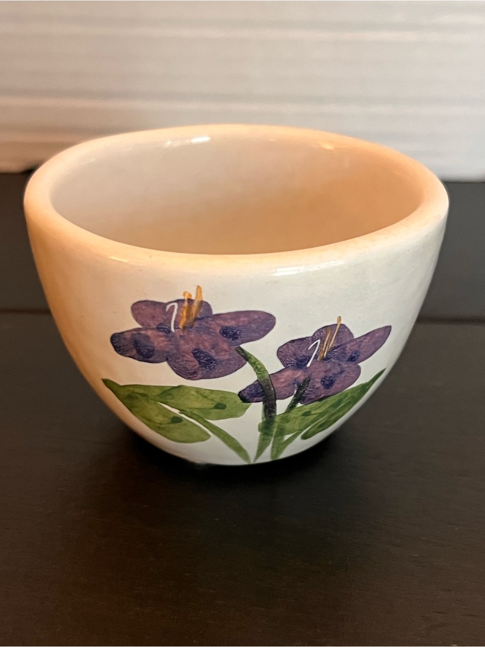 Decorative Ceramic Bowl with Purple Floral Motif